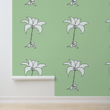 Vit Blommig Ljusgrön