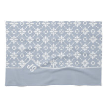 Vit blommig Mönster på Dusty Blue Gräns