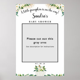 Vit Blommig Pumpa Baby Shower Foto Ram Prop Poster