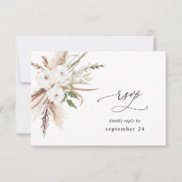 Vit Blommig Sommar Boho med Middag RSVP 2 OSA Kort