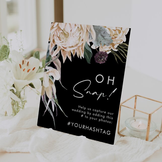 Vit Blommig | Svart Oh Snap Hashtag-tecken Poster (Skapare uppladdad)