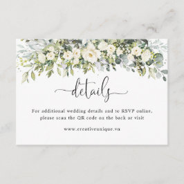 Vit Blommig Webbplats QR-kod Detaljer Inkludering Tilläggskort