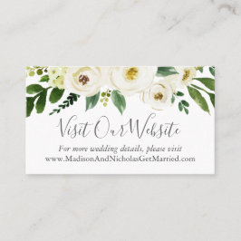 Vit blommiga Grönt Bröllop webbplats Infoga kort
