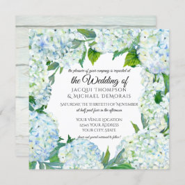 Vit Blommigt av blå Hydrangea av andningssvårighe Inbjudningar