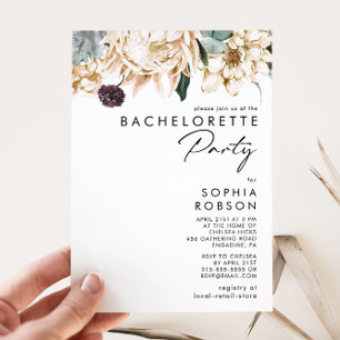 Vit Blommigt Bachelorette-partiets inbjudan