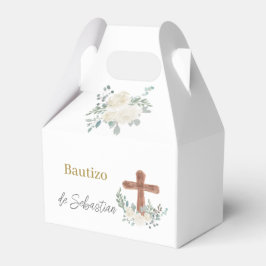 Vit blommigt Baptism Presentaskar