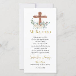 Vit blommigt Baptism Tack Kort