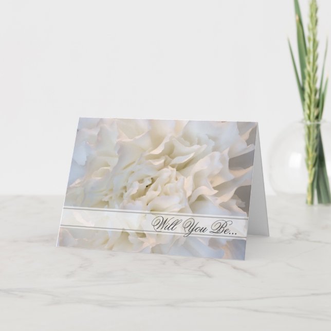 Vit Blommigt blir min Bridesmaid Inbjudan (Framsida)