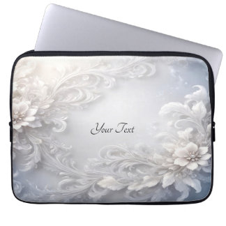 Vit Blommigt, blommande Laptop sleeve