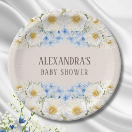 Vit Blommigt Blue Hydrangea Garden Baby Shower