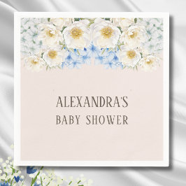 Vit Blommigt Blue Hydrangea Garden Baby Shower Pappersservett
