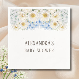 Vit Blommigt Blue Hydrangea Garden Baby Shower Pappersservett