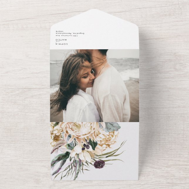 Vit Blommigt Bouquet-fotoförsegling och sändning (Outside)