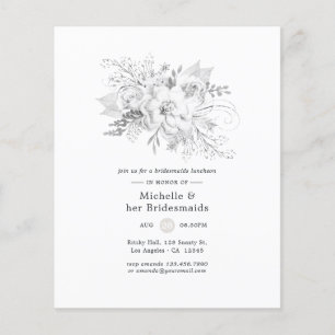 Vit Blommigt Bridesmaids Luncheon-inbjudan Flygblad