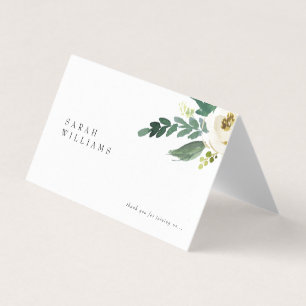 Vit Blommigt Bröllop Bord-platskort Kort