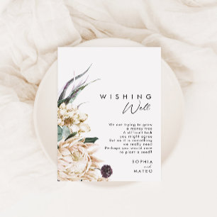Vit Blommigt Bröllop Wishing-brunn Tilläggskort