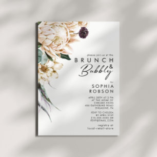 Vit Blommigt Brunch och Bubbly-inbjudan Inbjudningar