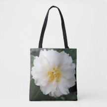 Vit Blommigt Camellia Flower Tote