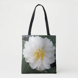 Vit Blommigt Camellia Flower Tote Tygkasse