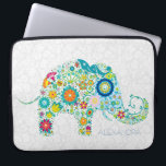 Vit Blommigt Damaskasker Färgfull Blommigt Elephan Laptop Fodral<br><div class="desc">Vit blommigt dämpas med återfärgad elefant av blommigt. Begär någon kombination av färg i den här designen</div>
