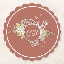 Vit Blommigt Design Butterfly Loely Monogrammed