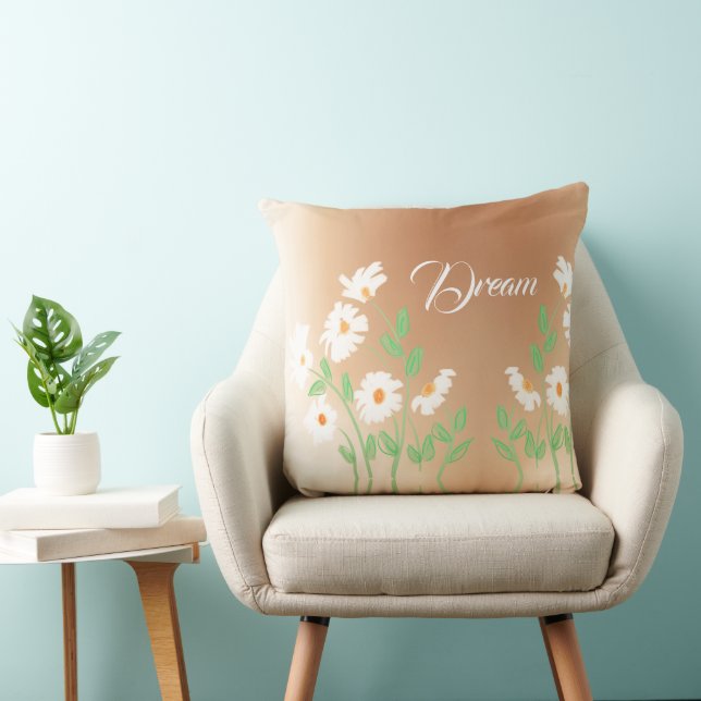 Vit Blommigt Designad Kudde (Stol)