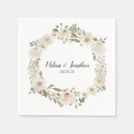 Vit Blommigt Elegant Romantic Bröllop Napkins Pappersservett