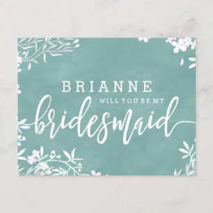 Vit Blommigt Färg kommer du att bli min bridesmaid Inbjudningar
