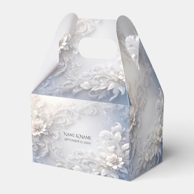 Vit Blommigt, färglös favoritruta Presentaskar (Framsidan Sidan)