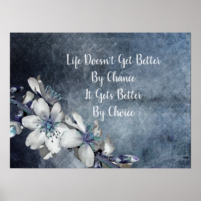 Vit Blommigt för inspiration och motivation Poster (Framsidan)