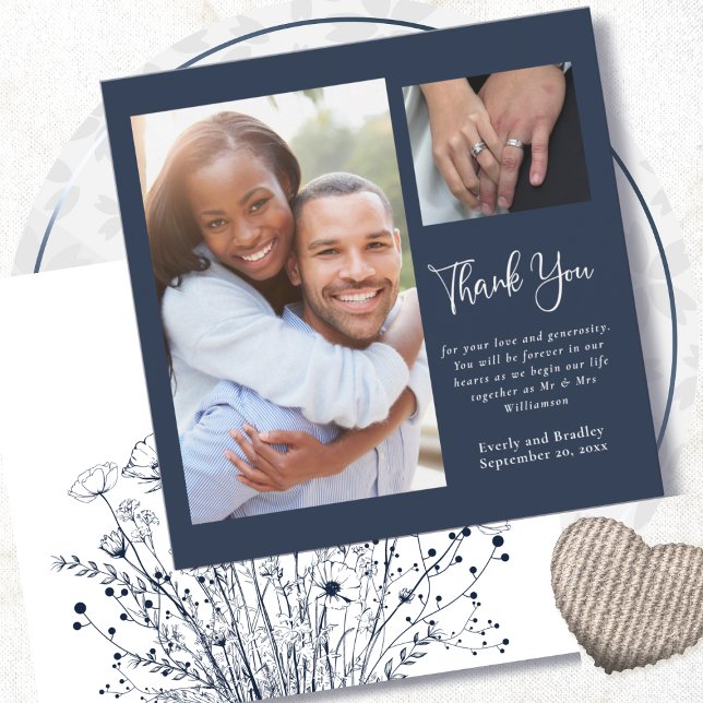 Vit Blommigt för marinhandskriven Bröllop Tack Inbjudningar (Skapare uppladdad)