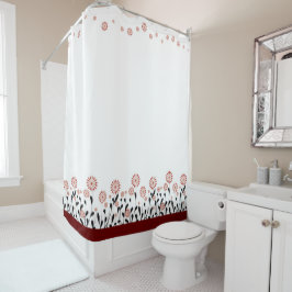 Vit blommigt för maronvit Shower Curtain