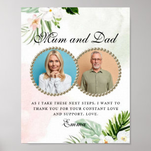 Vit Blommigt Föräldrar till Bride Gift Poster