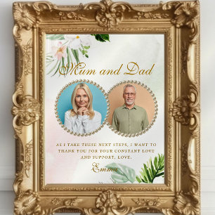 Vit Blommigt Föräldrar till Bride Gift Poster