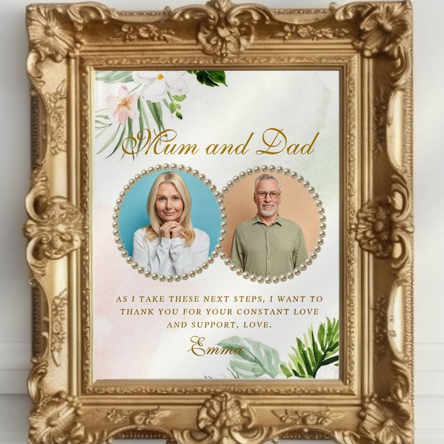 Vit Blommigt Föräldrar till Bride Gift Poster (Skapare uppladdad)