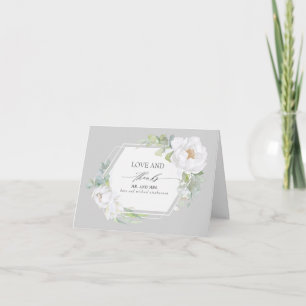 Vit Blommigt Greenery Geometric Bröllop Tack Kort