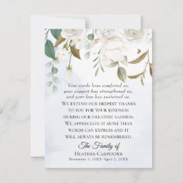 Vit Blommigt Greenery Sympathy Tackkort Card Tack Kort