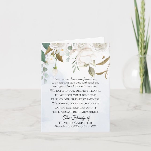 Vit Blommigt Grey Foly-Tacken Tack Kort (Framsida)