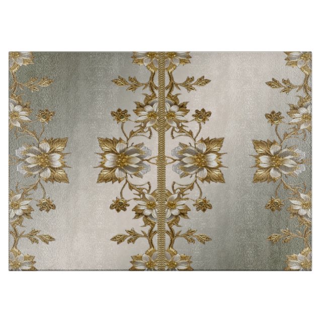 Vit Blommigt Guld Ornate Clearboard Board (Framsidan)