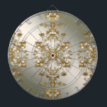 Vit Blommigt Guld Ornate Dartboard Darttavla<br><div class="desc">Vackvit Blommigt Guld Ornate Dartboard</div>