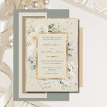 Vit Blommigt Hydrangea Ro Guld Cream Bröllop Inbjudningar<br><div class="desc">Den fantastiska eleganten och guld arrangerade bröllopsinbjudan med vit ros,  vattendrag,  frisier med blandade gröntar av eukalyptus och guld hand plockade-löv användes för att skapa detta vackra inbjudan. Bakgrund till Cream färgad. Vackert! Faux guld stänk på framsidan och baksidan för att skapa chicens utseende.</div>
