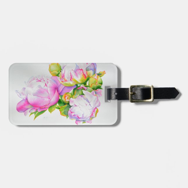 Vit blommigt i rosa av klassisk elegant,  bagagebricka (Horisontell Framsida)