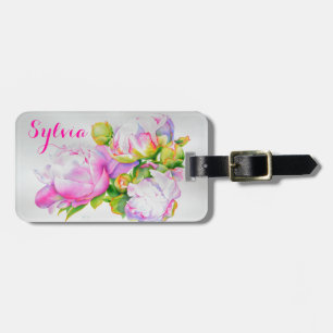 Vit blommigt i rosa av klassisk elegant,  bagagebricka