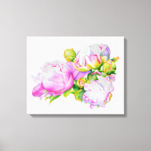 Vit blommigt i rosa av klassisk elegant, canvastryck