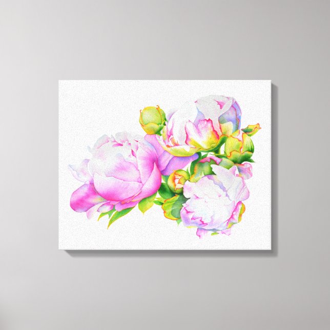 Vit blommigt i rosa av klassisk elegant,  canvastryck (Framsida)