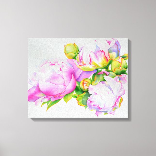Vit blommigt i rosa av klassisk elegant,  canvastryck (Framsida)