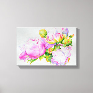 Vit blommigt i rosa av klassisk elegant,  canvastryck