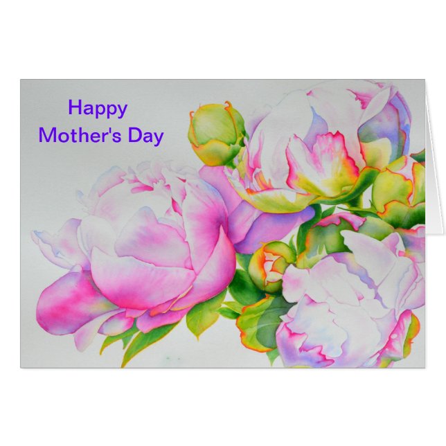 Vit blommigt i rosa av klassisk elegant,  hälsningskort (Framsidan Horizontal)