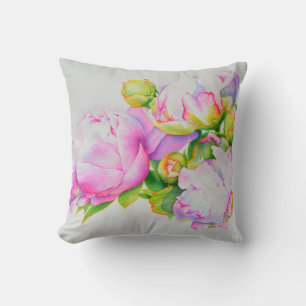Vit blommigt i rosa av klassisk elegant, kudde