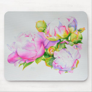 Vit blommigt i rosa av klassisk elegant, musmatta